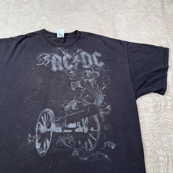 ACDC Shirt Adult Large Black Cannon Anvil Y2K 2002 Rock & Roll Music Mens - Picture 1 of 5